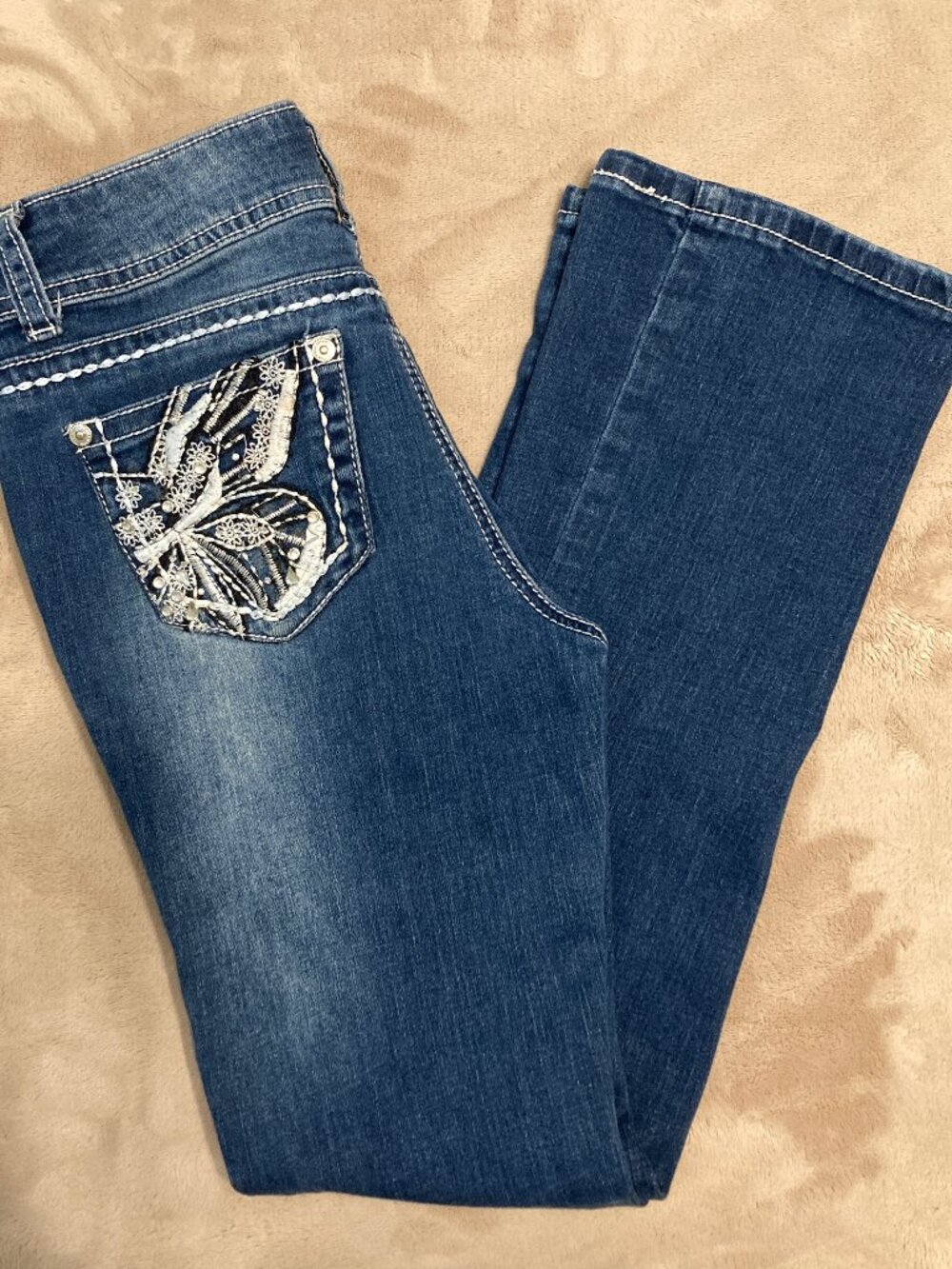 Seven7 Girls Bootcut Western Jeans Butterfly Size 10 EUC!